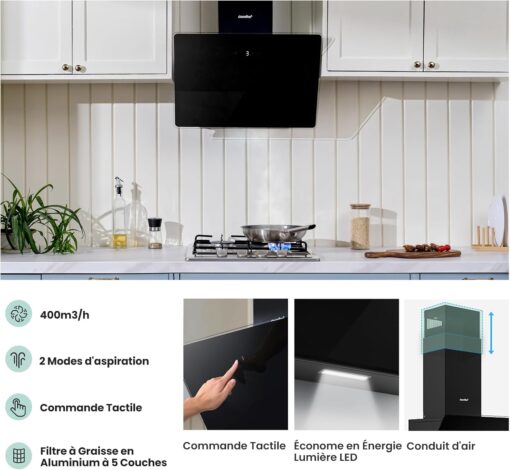COMFEE' ANGJ64B-60 | Hotte Aspirante Inclinée 60cm en Verre – Image 2