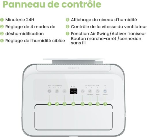 COMFEE' Easy Dry 20 | Déshumidificateur Connecté 20L avec Ioniseur – Image 8