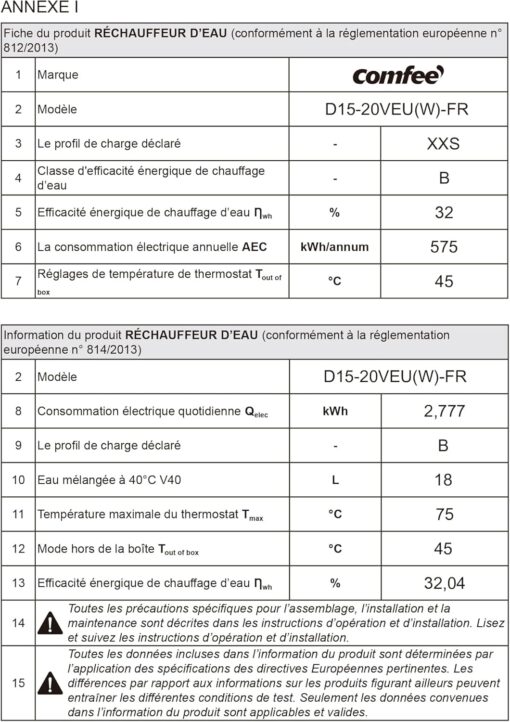 COMFEE' D15-15VEU | Chauffe-eau Électrique Compact 15L Sous Évier – Image 7
