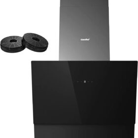 COMFEE A+++ Dunstabzugshaube 60cm CHK 7.6J72A3B 650m³/h Wandhauben aus gehärtetem Glas & Edelstahl, Touch & Gestensteuerung, 4 Geschwindigkeiten, LED