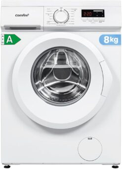 COMFEE Lave-linge Frontal 8kg Compact - Moteur BLDC Anti-Vibration 1400 tr/min, 15 Programmes + Vapeur, Classe A, Profondeur 48cm CFE12EW80-W-FR