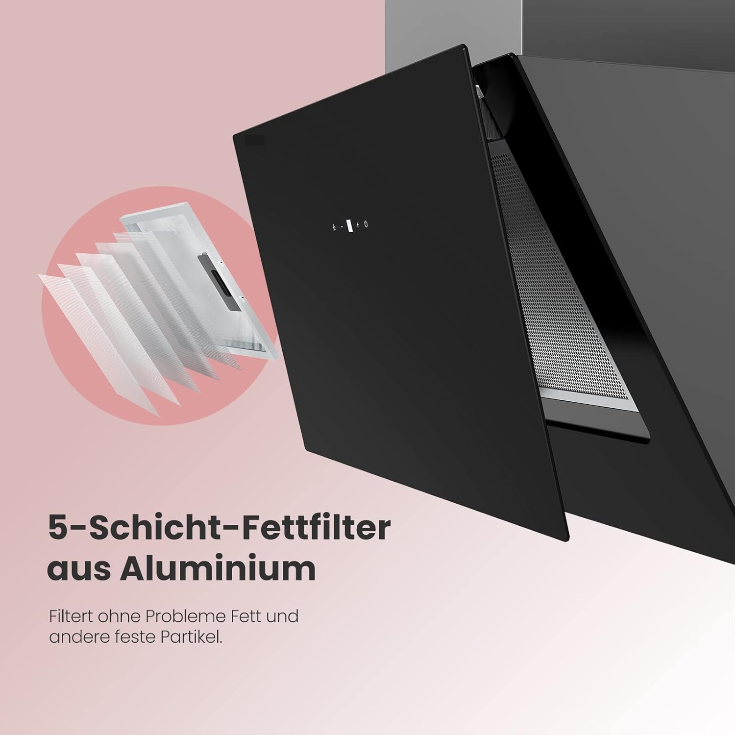 COMFEE A+++ Dunstabzugshaube 60cm CHK 7.6J72A3B 650m³/h Wandhauben aus gehärtetem Glas & Edelstahl, Touch & Gestensteuerung, 4 Geschwindigkeiten, LED – Bild 2