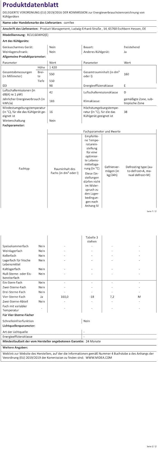 COMFEE RCU160WH2(E) | Gefrierschrank 160L mit GMCC Kompressor – Bild 9