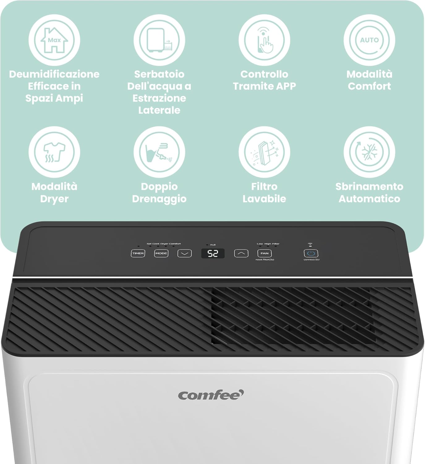 COMFEE CDDAE-30DEN7-QA3 | Deumidificatore Smart 30L con APP e Serbatoio Laterale - immagine 10