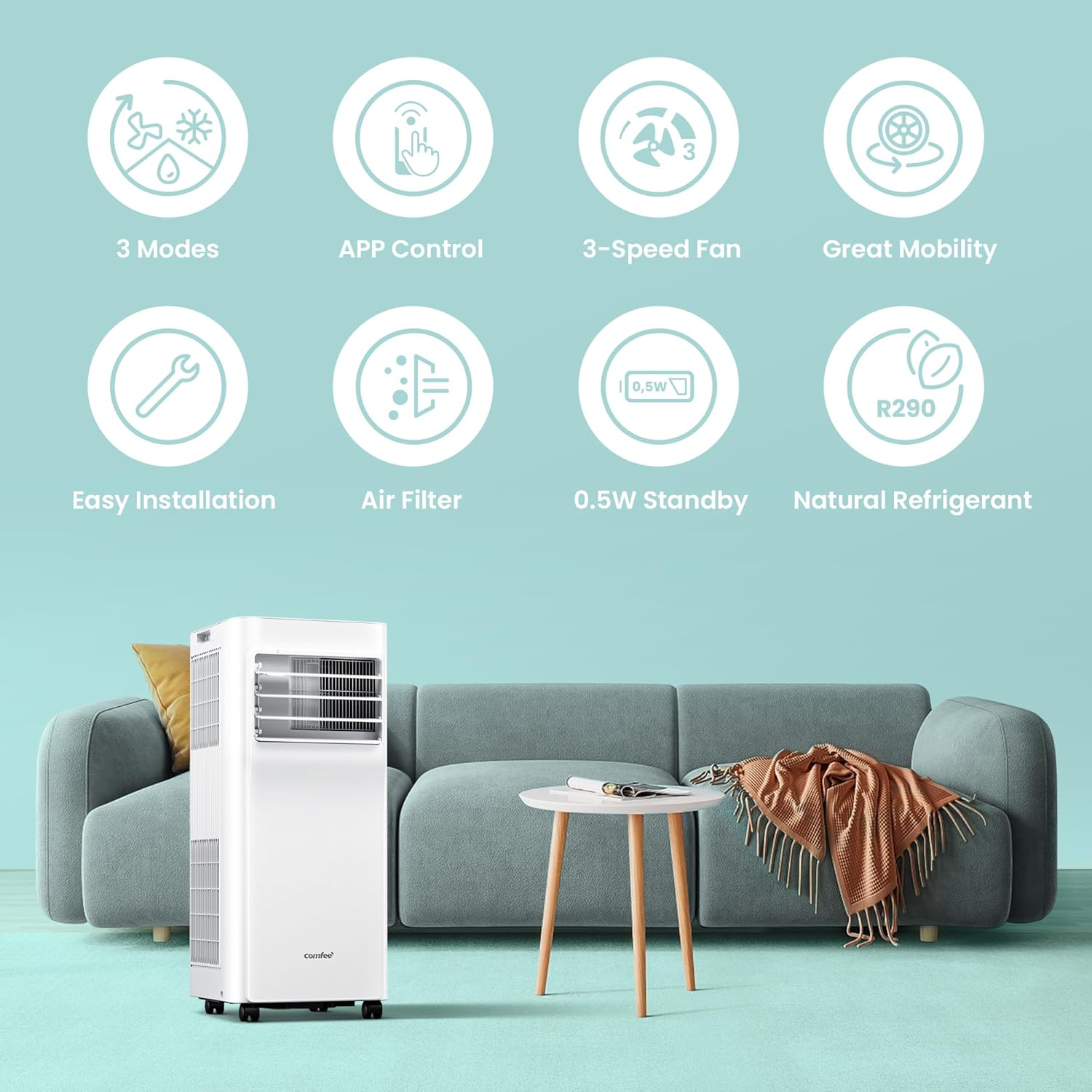 COMFEE Breezy Cool Pro 2.6 | Mobiles Klimagerät 9000 BTU mit App-Steuerung – Bild 3