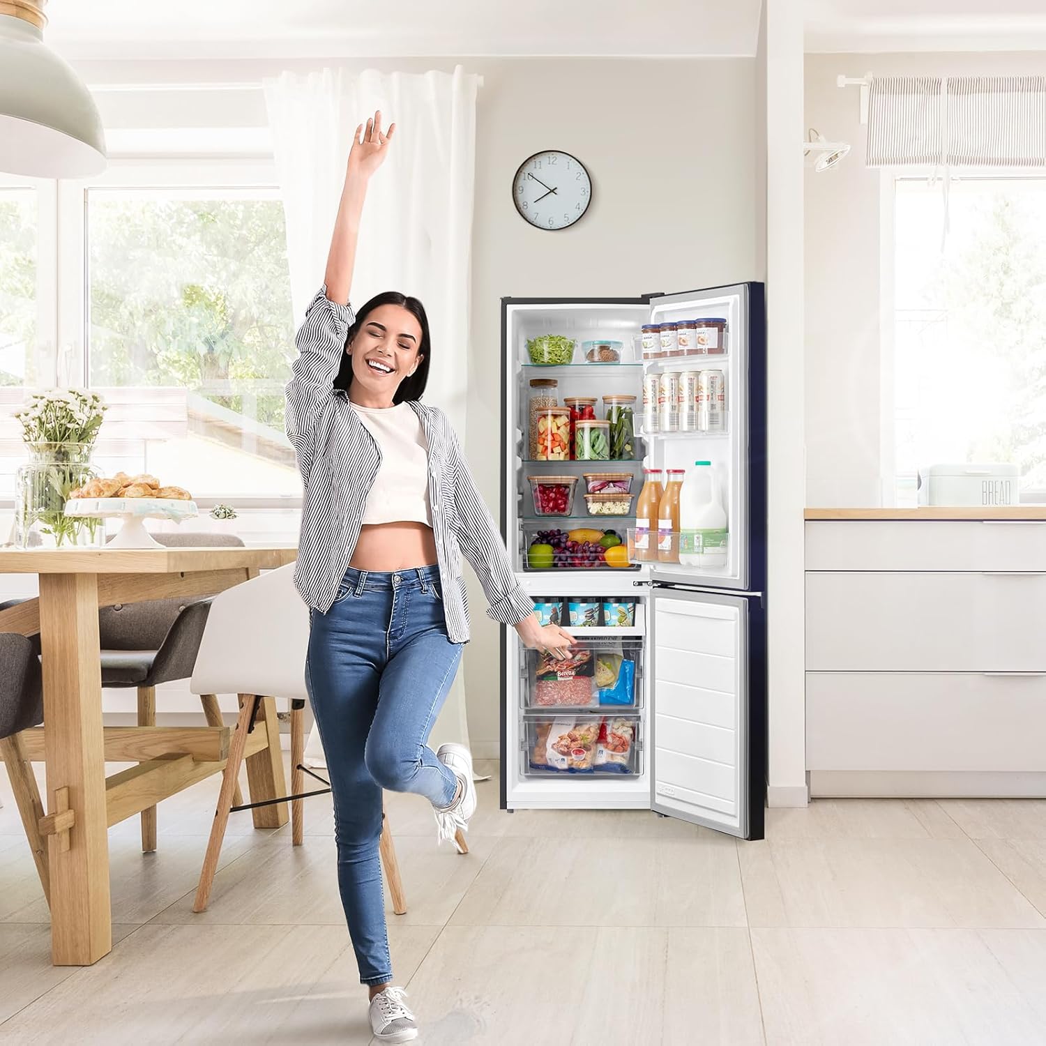 Kühlschrank Comfee RCB169DK2(E) – 174L, Low Frost, Thermostat einstellbar, LED, Elegantes Schwarz – Bild 4