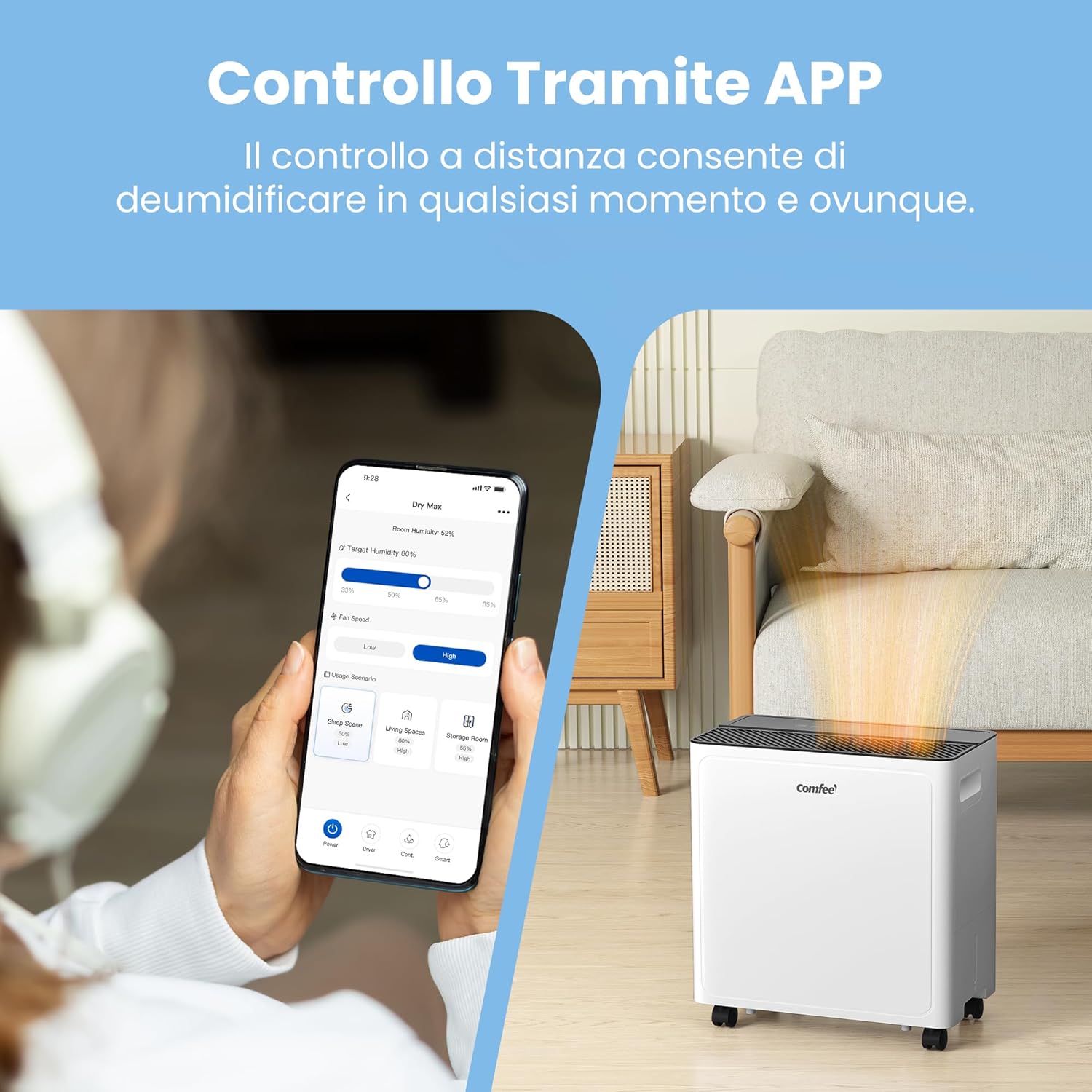 COMFEE CDDAE-30DEN7-QA3 | Deumidificatore Smart 30L con APP e Serbatoio Laterale - immagine 8
