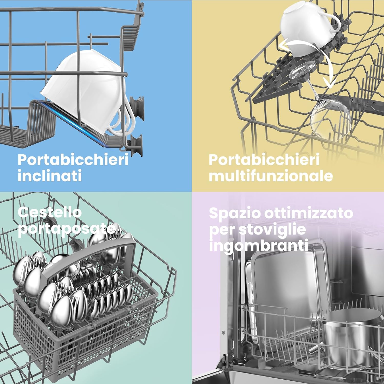 COMFEE CDWPB1215P-W | Lavastoviglie 12 Coperti, Libera Installazione/Incaso 60 cm, Inox, 49 dB - immagine 5