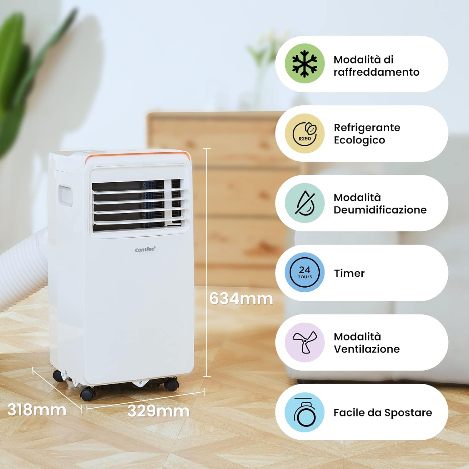COMFEE Ambra 10C | Condizionatore Portatile 9000 BTU Silenziosissimo 51dB - immagine 2