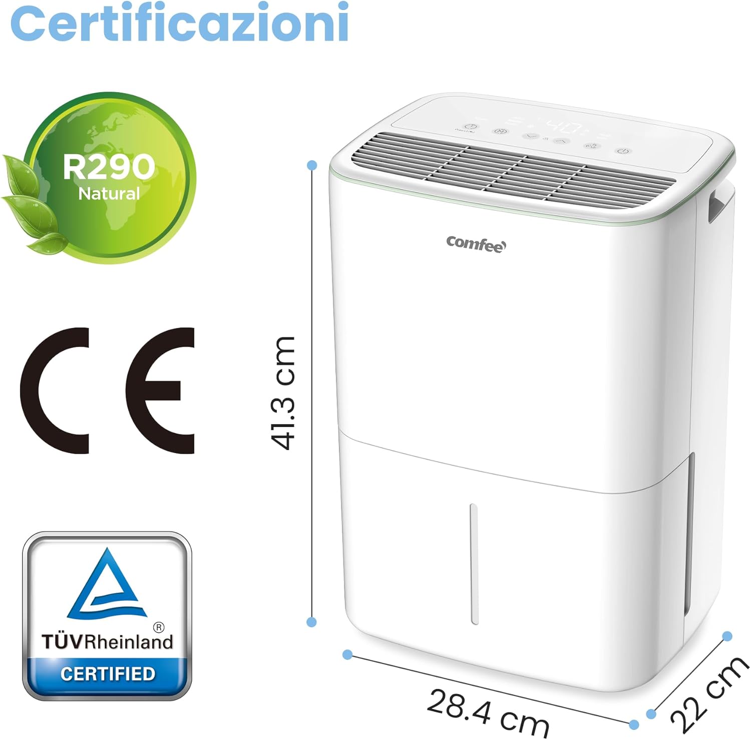 COMFEE CDDOE-12DEN7-QA3 | Deumidificatore Silenzioso 12L Compatto per Piccoli Spazi - immagine 5