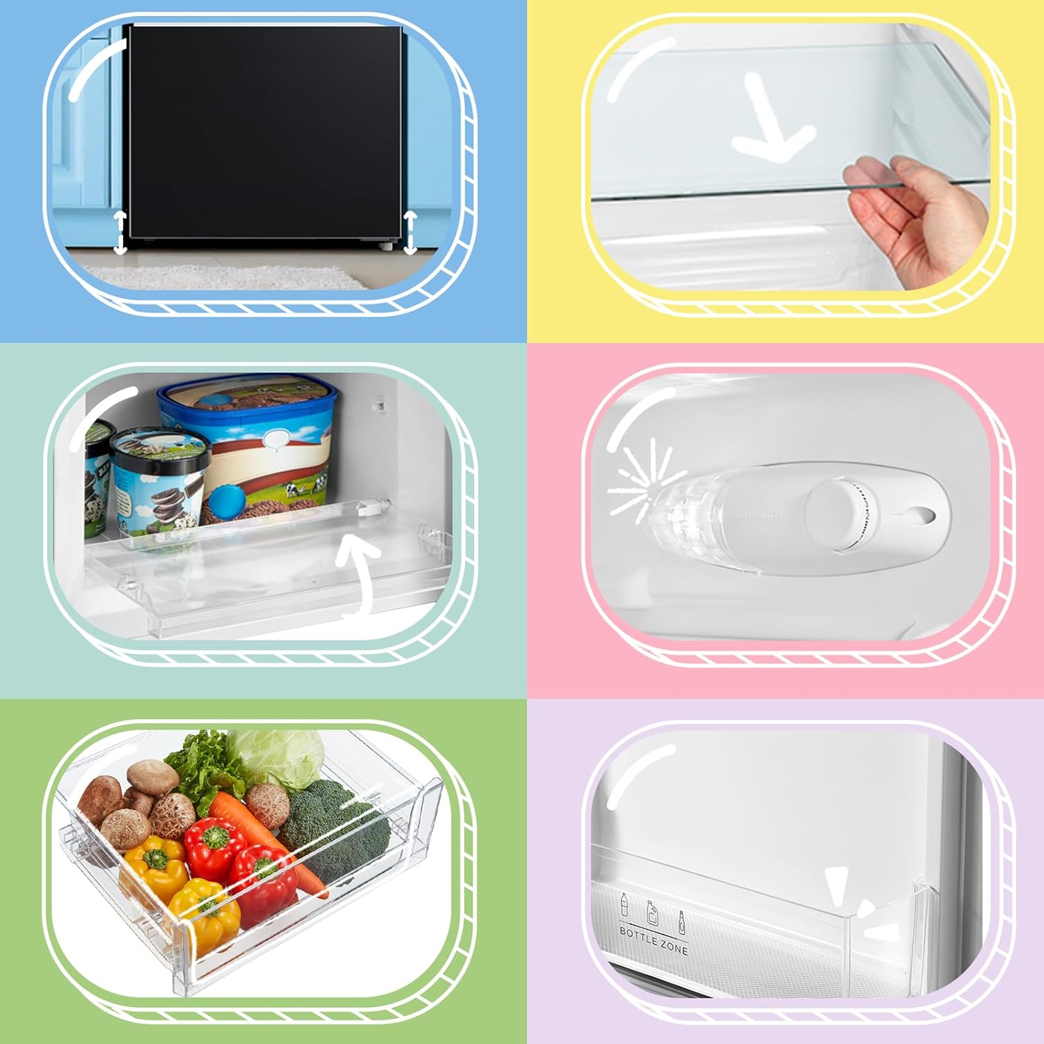 Kühlschrank Comfee RCB169DK2(E) – 174L, Low Frost, Thermostat einstellbar, LED, Elegantes Schwarz – Bild 11