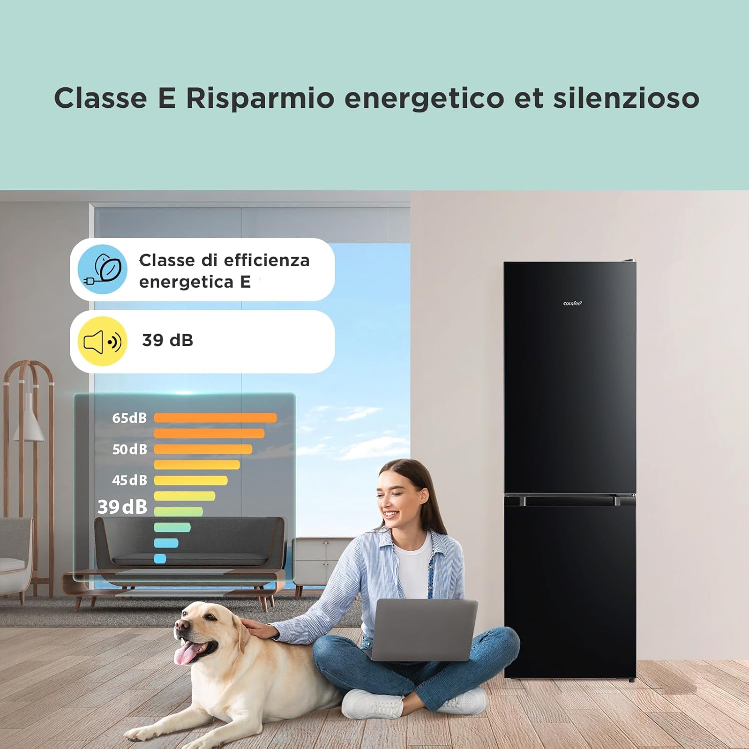 Kühlschrank Comfee RCB169DK2(E) – 174L, Low Frost, Thermostat einstellbar, LED, Elegantes Schwarz – Bild 10