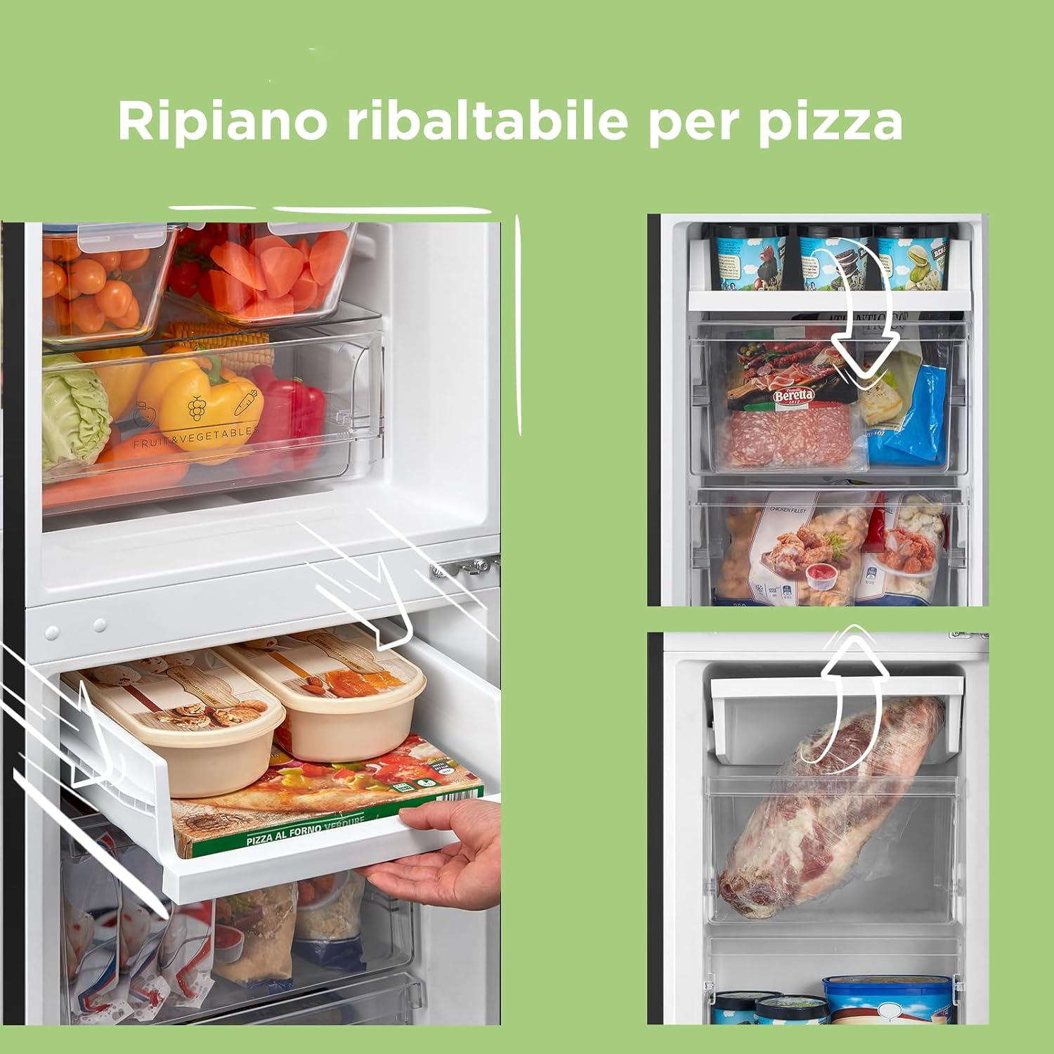 Kühlschrank Comfee RCB169DK2(E) – 174L, Low Frost, Thermostat einstellbar, LED, Elegantes Schwarz – Bild 7