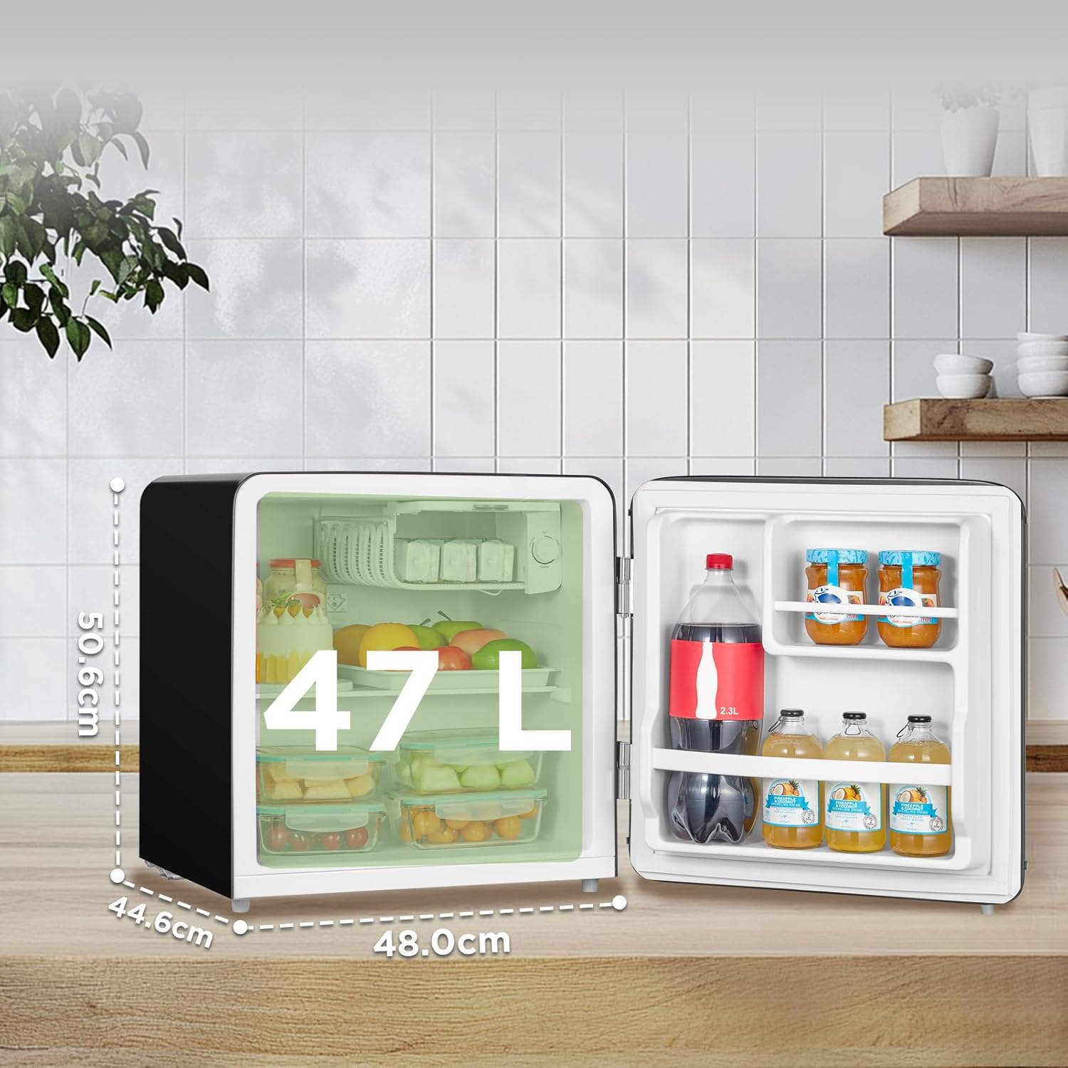 Mini Kühlschrank Retro Comfee RCD50BL2EURT(E) – 47L, LED, Schwarz – Bild 3