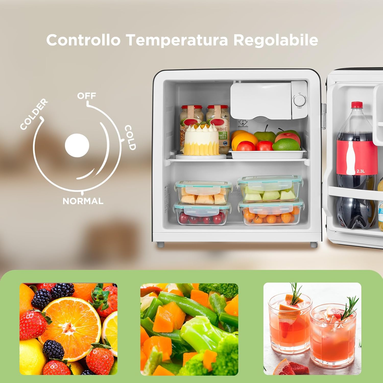 Mini Kühlschrank Retro Comfee RCD50BL2EURT(E) – 47L, LED, Schwarz – Bild 8