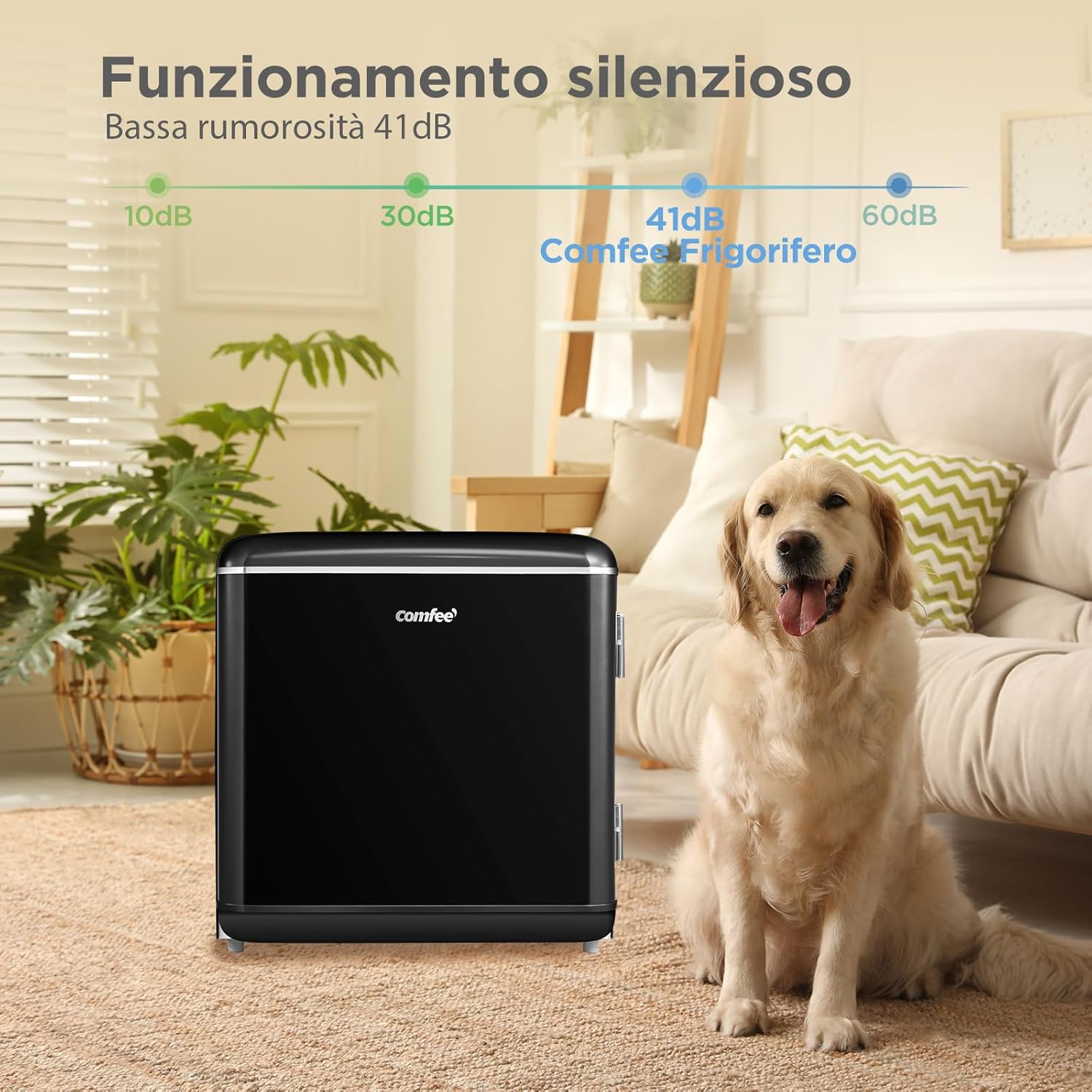 Mini Kühlschrank Retro Comfee RCD50BL2EURT(E) – 47L, LED, Schwarz – Bild 6