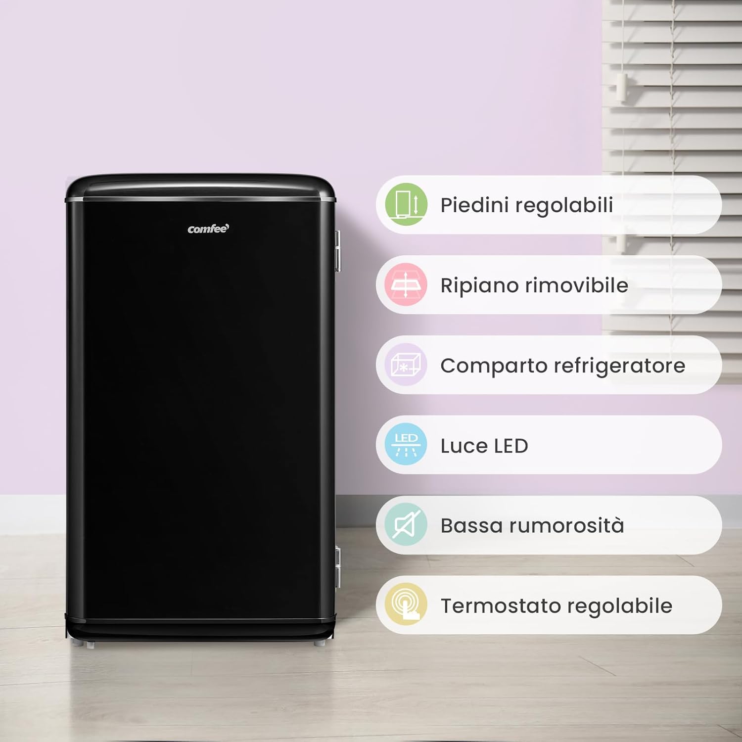 Retro Kühlschrank Comfee RCD93BL2EURT(E) – 93L, Unterbau, LED, Schwarz – Bild 9