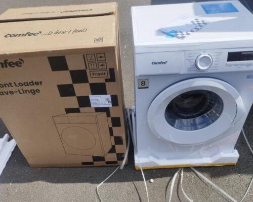 COMFEE Lave-linge Frontal 8kg Compact - Moteur BLDC Anti-Vibration 1400 tr/min, 15 Programmes + Vapeur, Classe A, Profondeur 48cm CFE12EW80-W-FR photo review