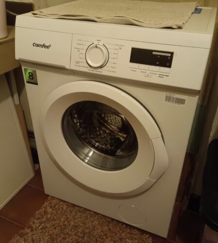 COMFEE Lave-linge Frontal 8kg Compact - Moteur BLDC Anti-Vibration 1400 tr/min, 15 Programmes + Vapeur, Classe A, Profondeur 48cm CFE12EW80-W-FR photo review