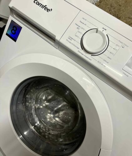 COMFEE Lave-linge Frontal 8kg Compact - Moteur BLDC Anti-Vibration 1400 tr/min, 15 Programmes + Vapeur, Classe A, Profondeur 48cm CFE12EW80-W-FR photo review
