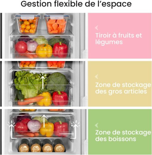 Réfrigérateur Comfee RCB169DK2(E) – 174L, Low Frost, Thermostat réglable, LED, Finition noire élégante – Image 9