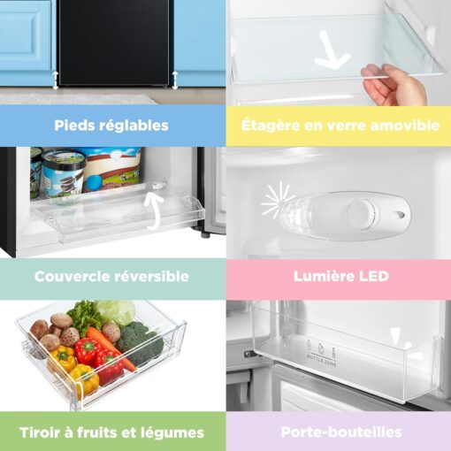 Réfrigérateur Comfee RCB169DK2(E) – 174L, Low Frost, Thermostat réglable, LED, Finition noire élégante – Image 7