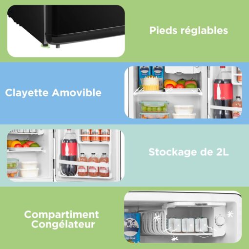Mini Réfrigérateur Rétro Comfee RCD50BL2EURT(E) – 47L, LED, Noir – Image 5