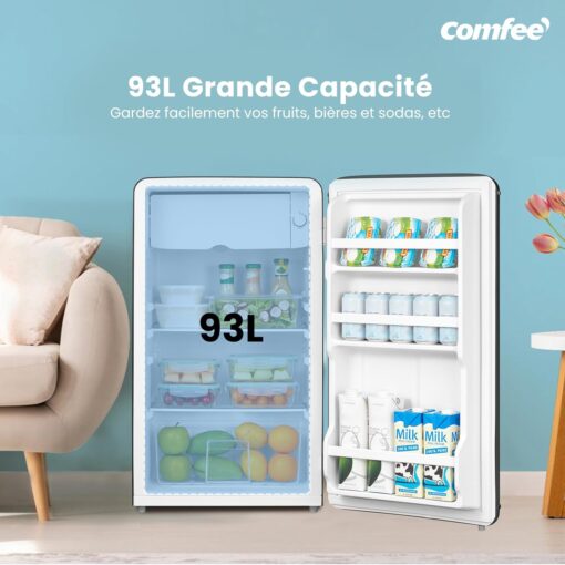 Réfrigérateur Rétro Comfee RCD93BL2EURT(E) – 93L, Sous-Plan, LED, Noir – Image 2