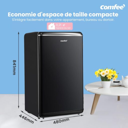 Réfrigérateur Rétro Comfee RCD93BL2EURT(E) – 93L, Sous-Plan, LED, Noir – Image 3