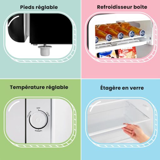 Réfrigérateur Rétro Comfee RCD93BL2EURT(E) – 93L, Sous-Plan, LED, Noir – Image 4