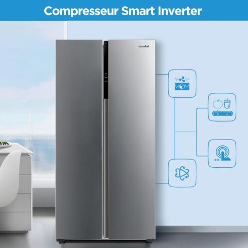 Réfrigérateur Américain Comfee Frigo RCS609IX2 – No Frost, Inverter, 460L, Double Contrôle de Température – Finition Inox – Image 6