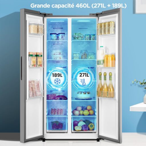 Réfrigérateur Américain Comfee Frigo RCS609IX2 – No Frost, Inverter, 460L, Double Contrôle de Température – Finition Inox – Image 4