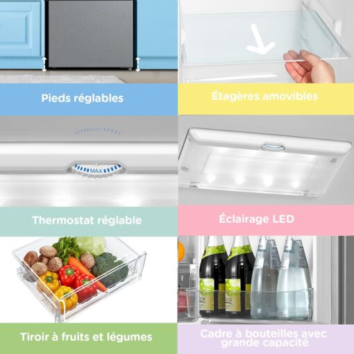 Réfrigérateur Combiné Comfee RCB359IX2 – 262 L, Low Frost, Silencieux 39 dB, Éclairage LED, Finition Inox – Image 9