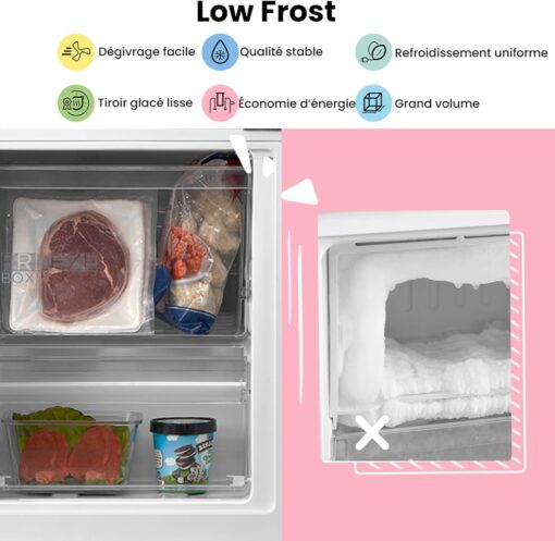 Réfrigérateur Combiné Comfee RCB359IX2 – 262 L, Low Frost, Silencieux 39 dB, Éclairage LED, Finition Inox – Image 5