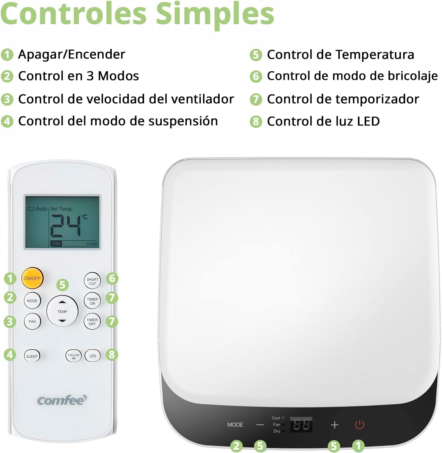 COMFEE' MPPH-08CRN7 | Climatiseur Mobile 8000 BTU 3-en-1 – Image 7