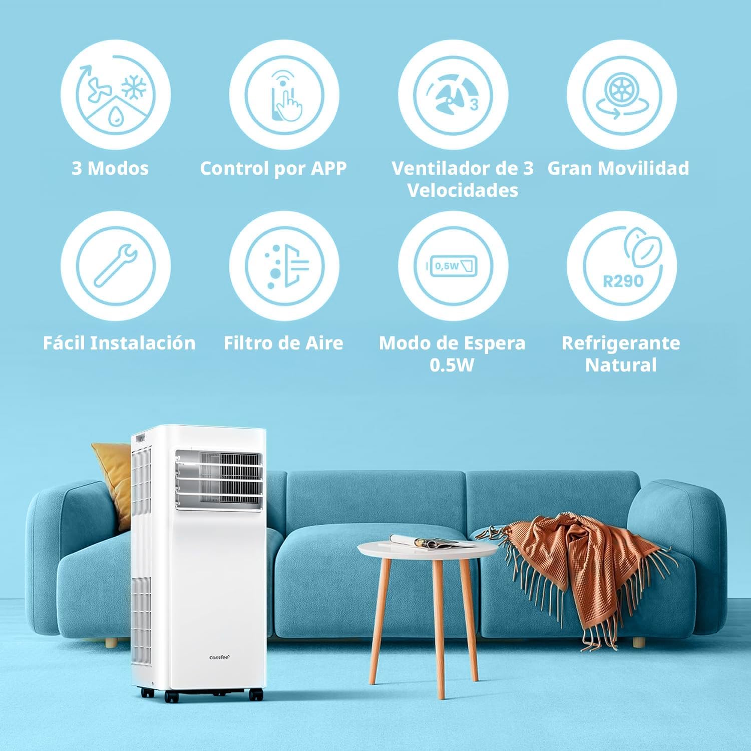 COMFEE Pingüino | Aire Acondicionado Portátil 9000 BTU Conectado - Breezy Cool 2.6 - Imagen 3