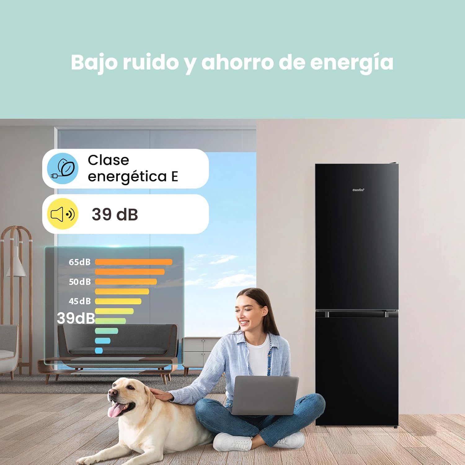 Réfrigérateur Comfee RCB169DK2(E) – 174L, Low Frost, Thermostat réglable, LED, Finition noire élégante – Image 6