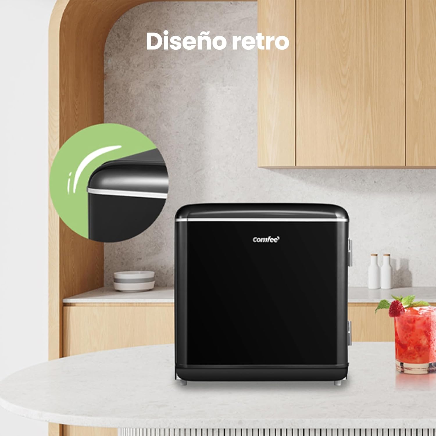 Mini Réfrigérateur Rétro Comfee RCD50BL2EURT(E) – 47L, LED, Noir – Image 10