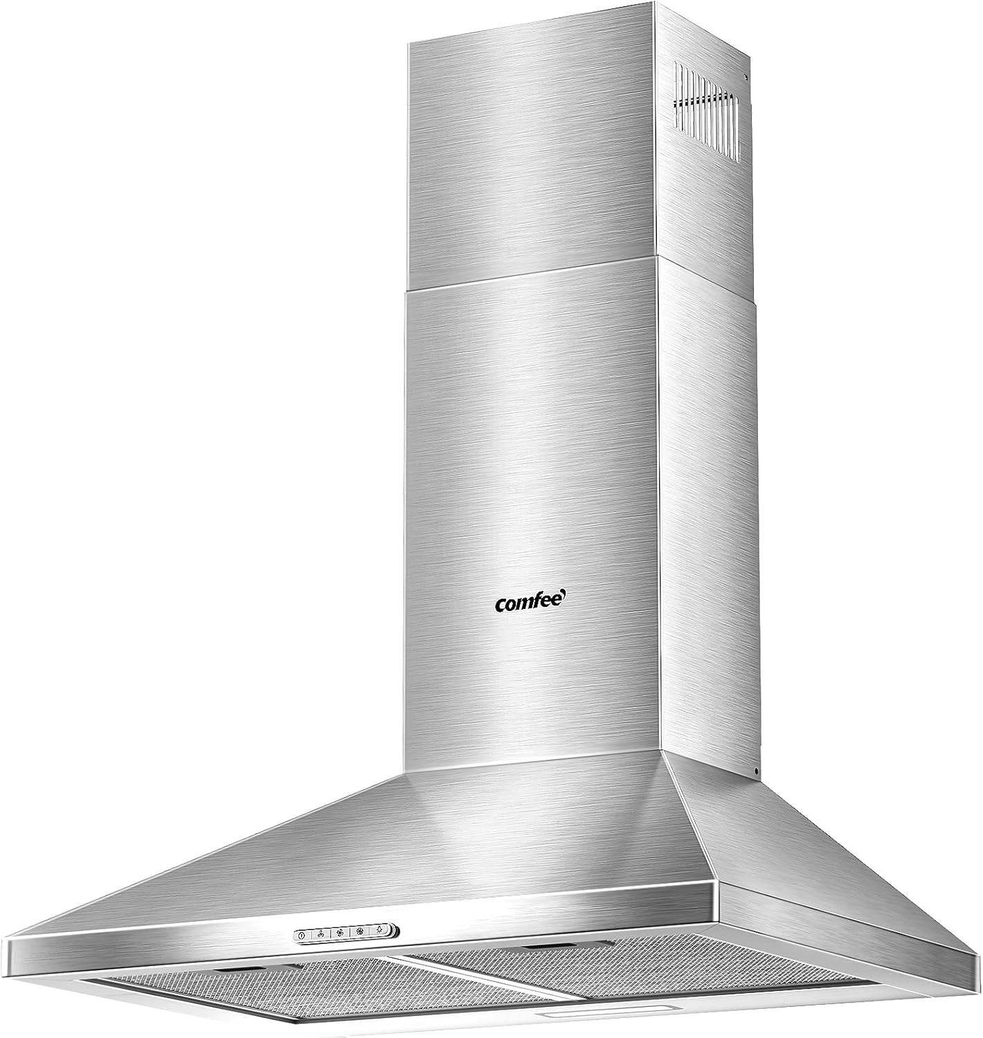 COMFEE KWH-PYRA17SS-60 Chimney Cooker Hood 60cm | Silver Wall Mounted Extractor Fan - Image 2