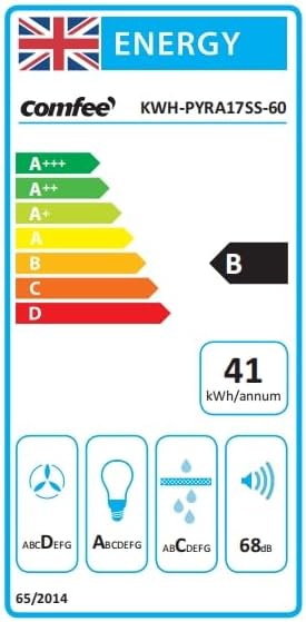 COMFEE KWH-PYRA17SS-60 Chimney Cooker Hood 60cm | Silver Wall Mounted Extractor Fan - Image 10