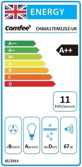COMFEE 60cm Chimney Cooker Hood | A++ Stainless Steel Extractor with 400m³/h Suction & LED Lights - Image 10