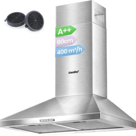 COMFEE 60cm Chimney Cooker Hood | A++ Stainless Steel Extractor with 400m³/h Suction & LED Lights