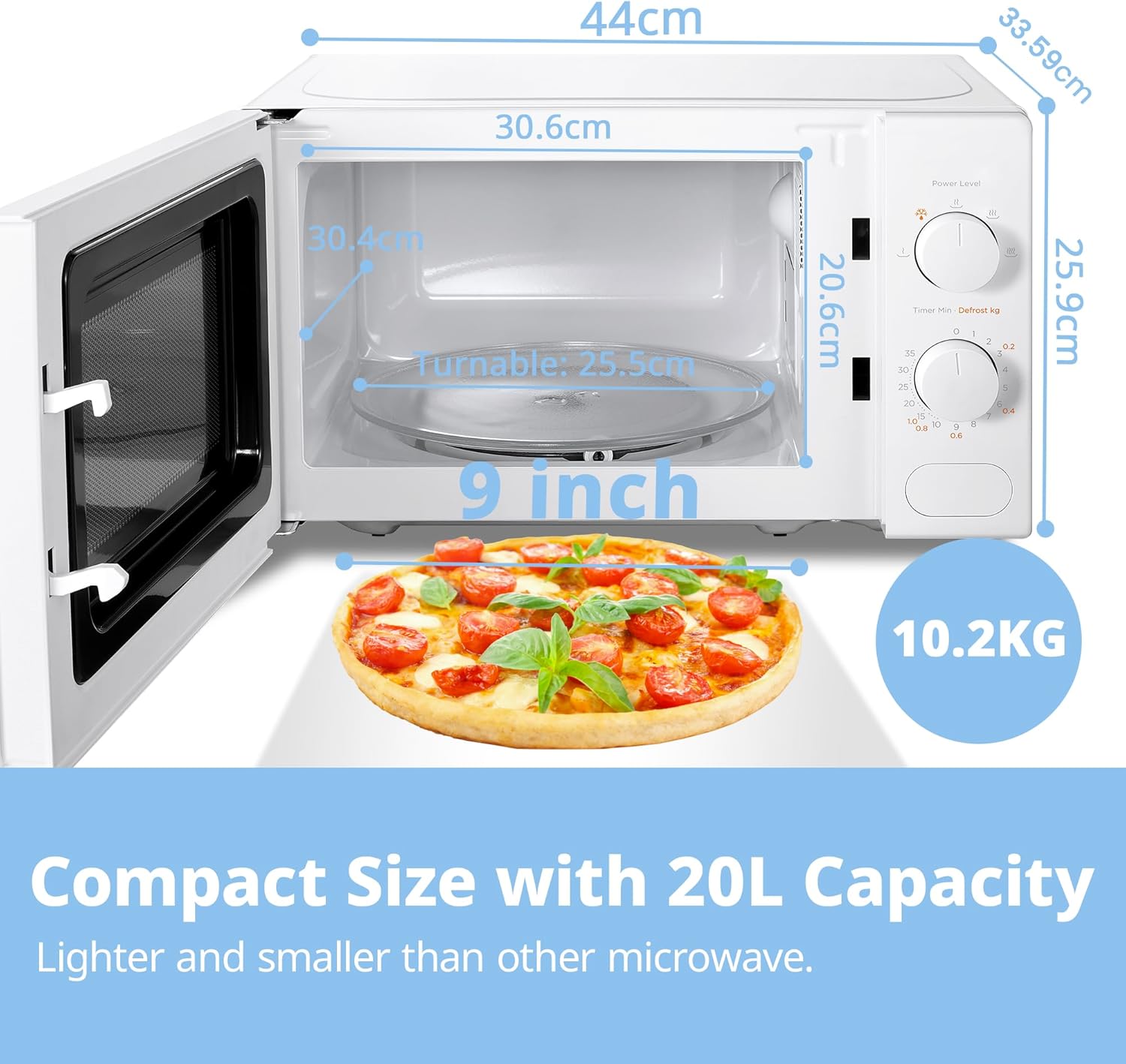 COMFEE' 20L Compact White Microwave | 700W Manual Control Countertop Microwave - Image 2