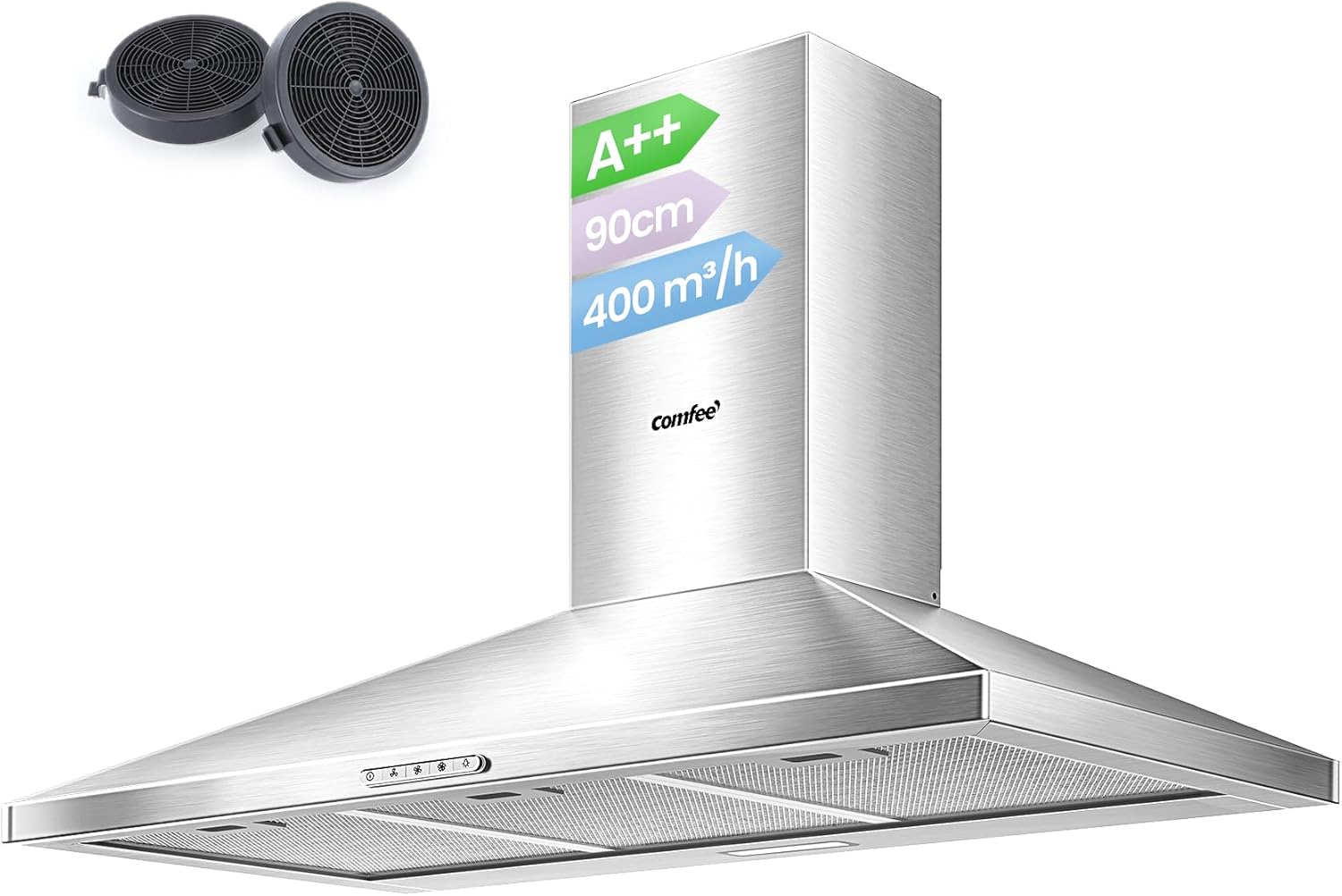 COMFEE 90cm Chimney Cooker Hood A++ | Stainless Steel Extractor