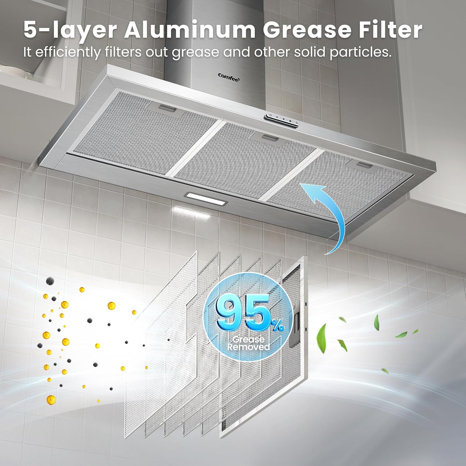 COMFEE 90cm Chimney Cooker Hood A++ | Stainless Steel Extractor - Image 7