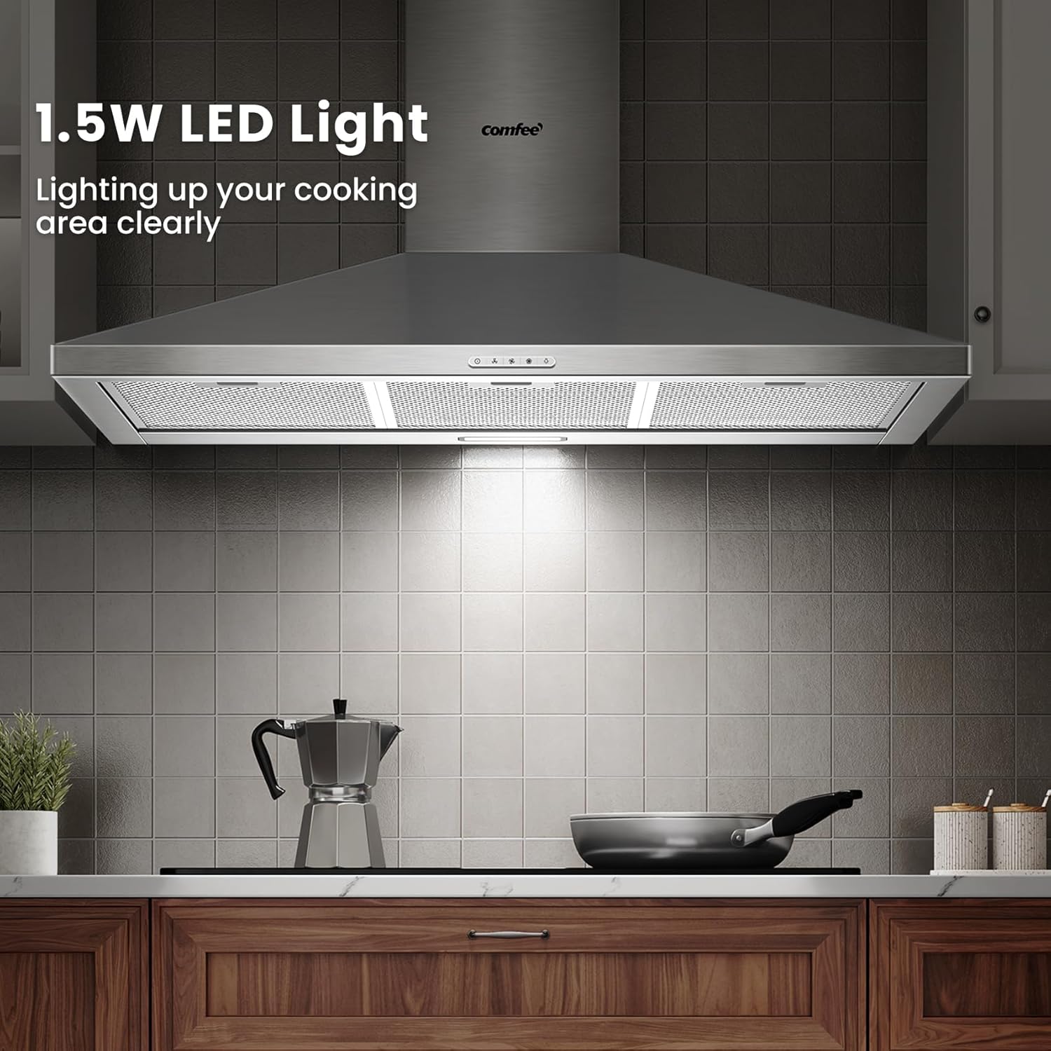 COMFEE 90cm Chimney Cooker Hood A++ | Stainless Steel Extractor - Image 5