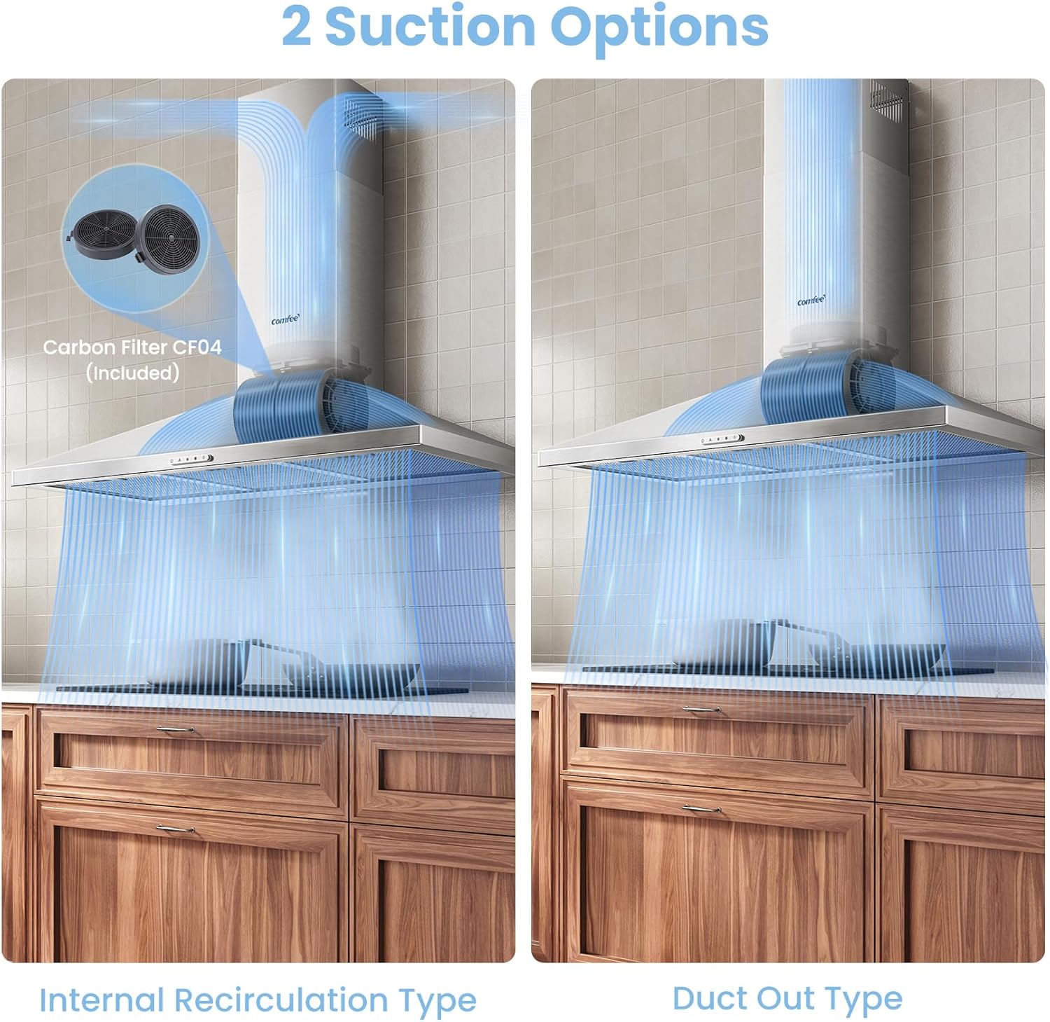 COMFEE 90cm Chimney Cooker Hood A++ | Stainless Steel Extractor - Image 4