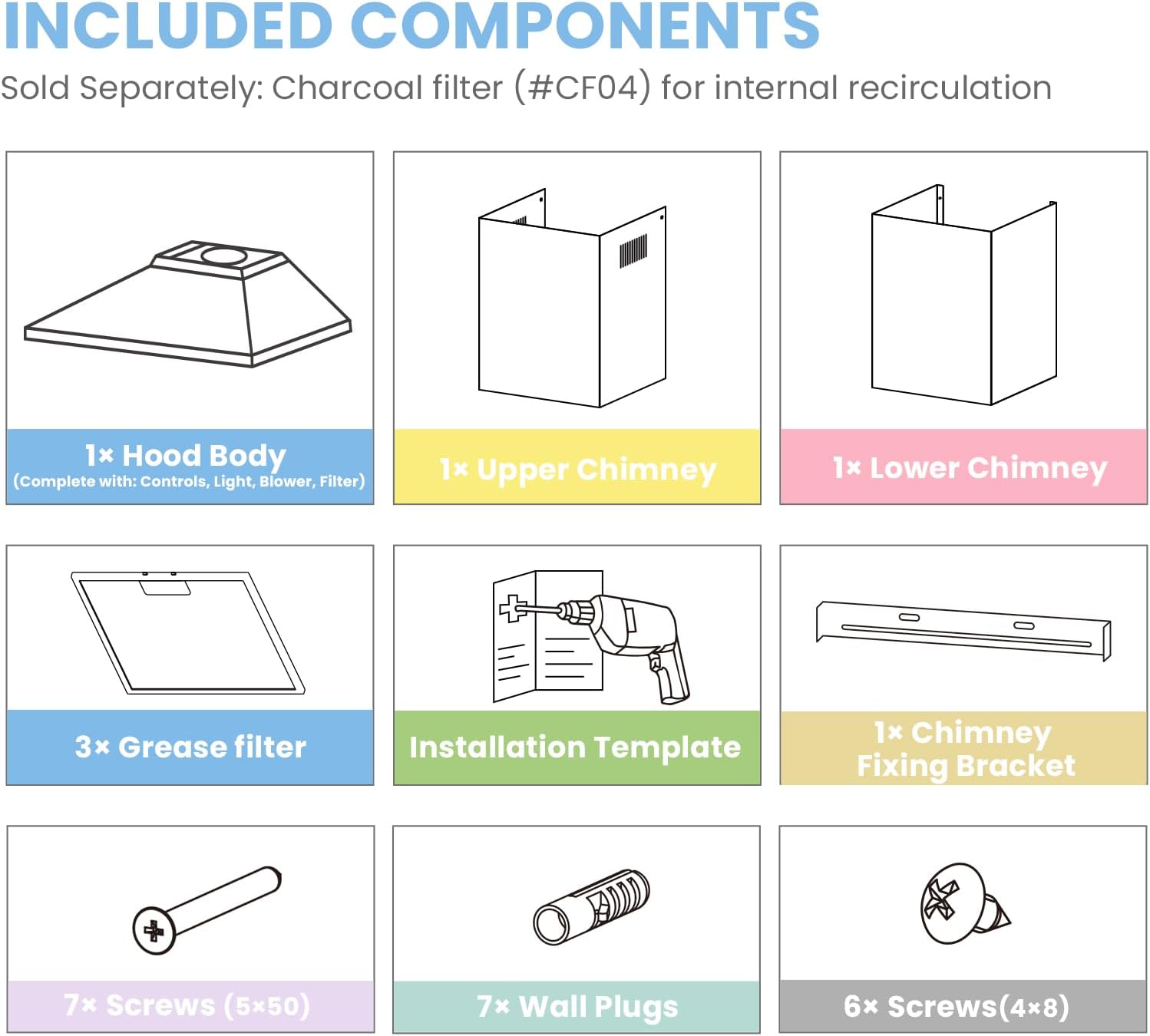 COMFEE 90cm Black Chimney Cooker Hood PYRA17B-90 | 400m³/h - Image 8