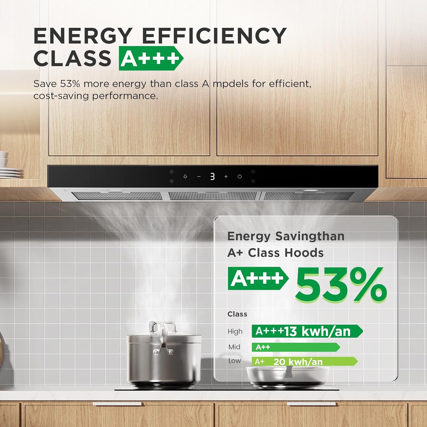 COMFEE 90cm A+++ Cooker Hood 90M77 | 650m³/h Gesture Control - Image 2