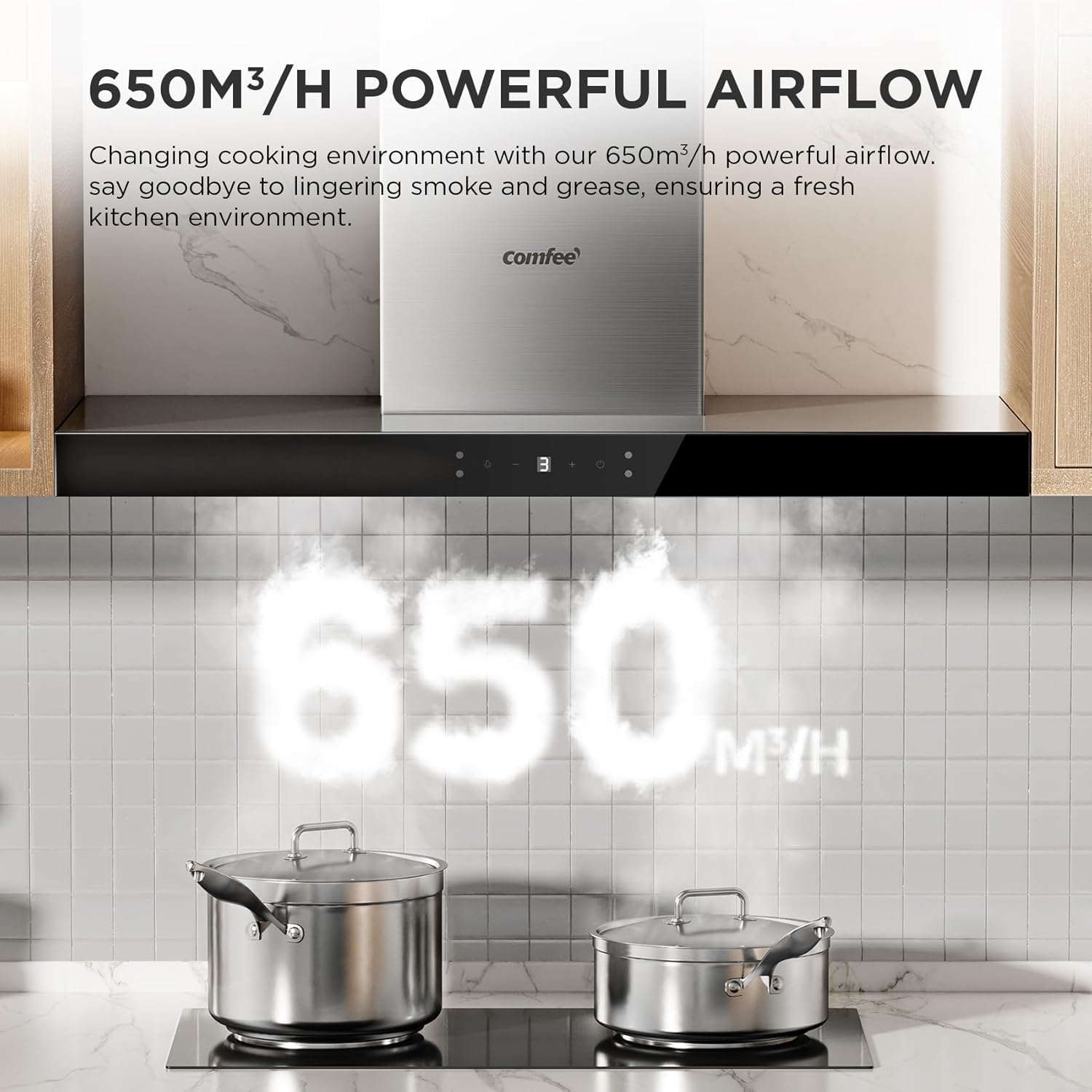 COMFEE 90cm A+++ Cooker Hood 90M77 | 650m³/h Gesture Control - Image 11